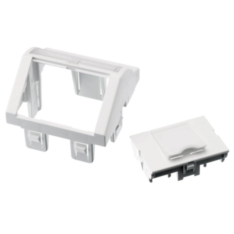 Plastron Incliné 30° 45x45 Mm - 2 Ports RJ45 - Pour Embases Keystone - Goulotte Ou Boîtier Encastrable - 4