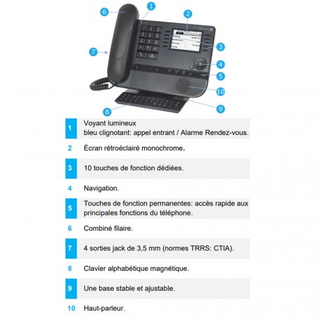 Téléphone Alcatel-Lucent 8039 - Filaire Avec Haut-parleur - Occasion (sans Alim)