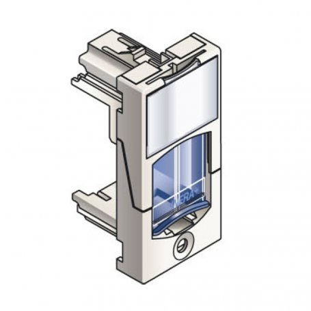 Infraplus Plastron RJ45 blanc adaptable 22.5x45mm (volet Bleu) (Connectique)