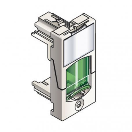 Infraplus Plastron RJ45 blanc adaptable 22.5x45mm (volet Vert) (Connectique)